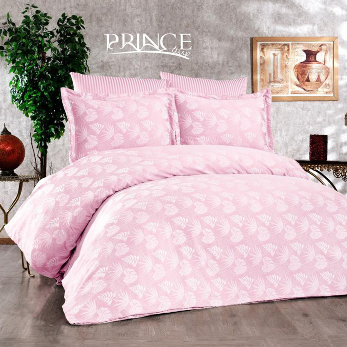 Bed set Cotton 100% Jacquard Available in king size 6Pcs
