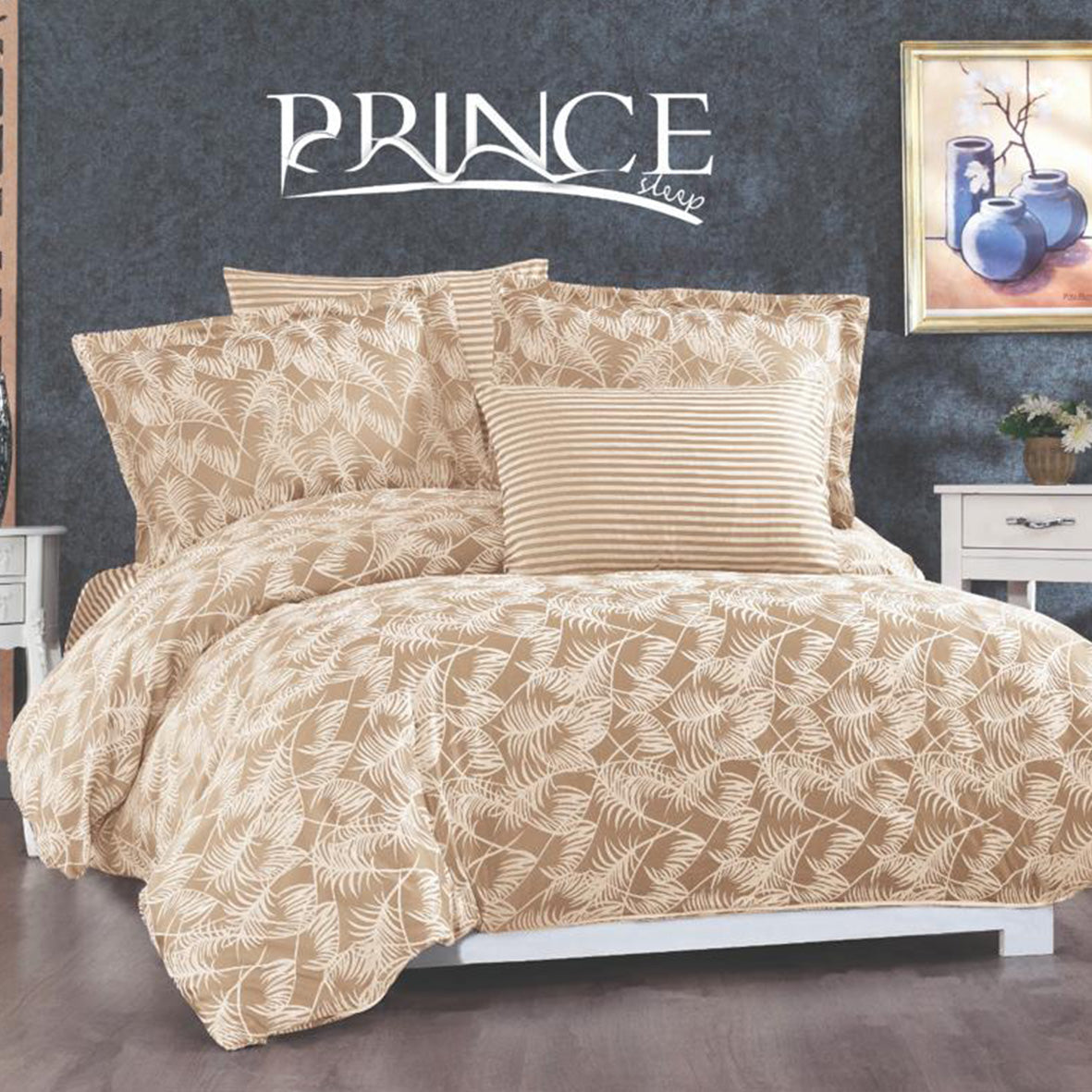 Bed set Cotton 100% Jacquard Available in king size 6Pcs