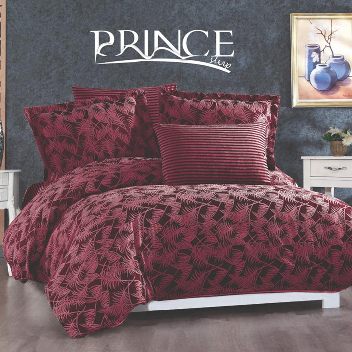 Bed set Cotton 100% Jacquard Available in king size 6Pcs