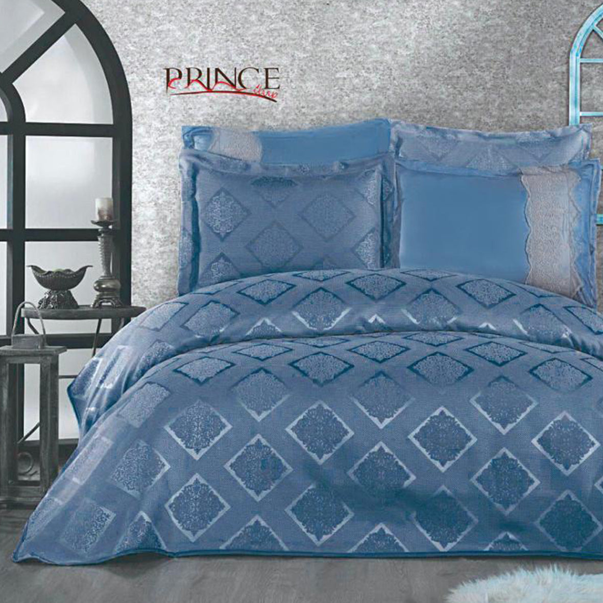 Bridal bed set collection pique 100% Cotton Jacquard King size 6Pcs