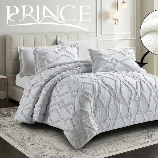 Winter Coverlet Set Mohair fur Embossed available in 2 sizes King size 3Pcs & single half 2Pcs