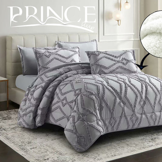 Winter Coverlet Set Mohair fur Embossed available in 2 sizes King size 3Pcs & single half 2Pcs