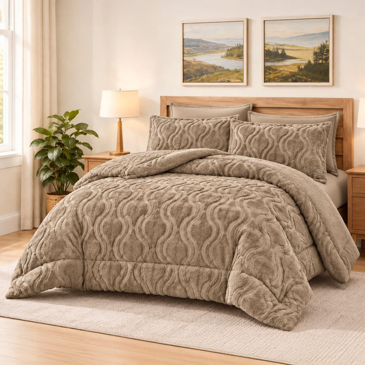Soft Sherpa Coverlet Set – Mocha Brown – King Size & Single Half