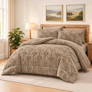 Soft Sherpa Coverlet Set – Mocha Brown – King Size & Single Half