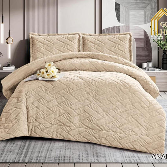 Winter coverlet mohair fur double face – Available in Two Sizes (Light Beige)
