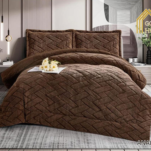 Winter coverlet mohair fur double face – Available in Two Sizes (Brown)