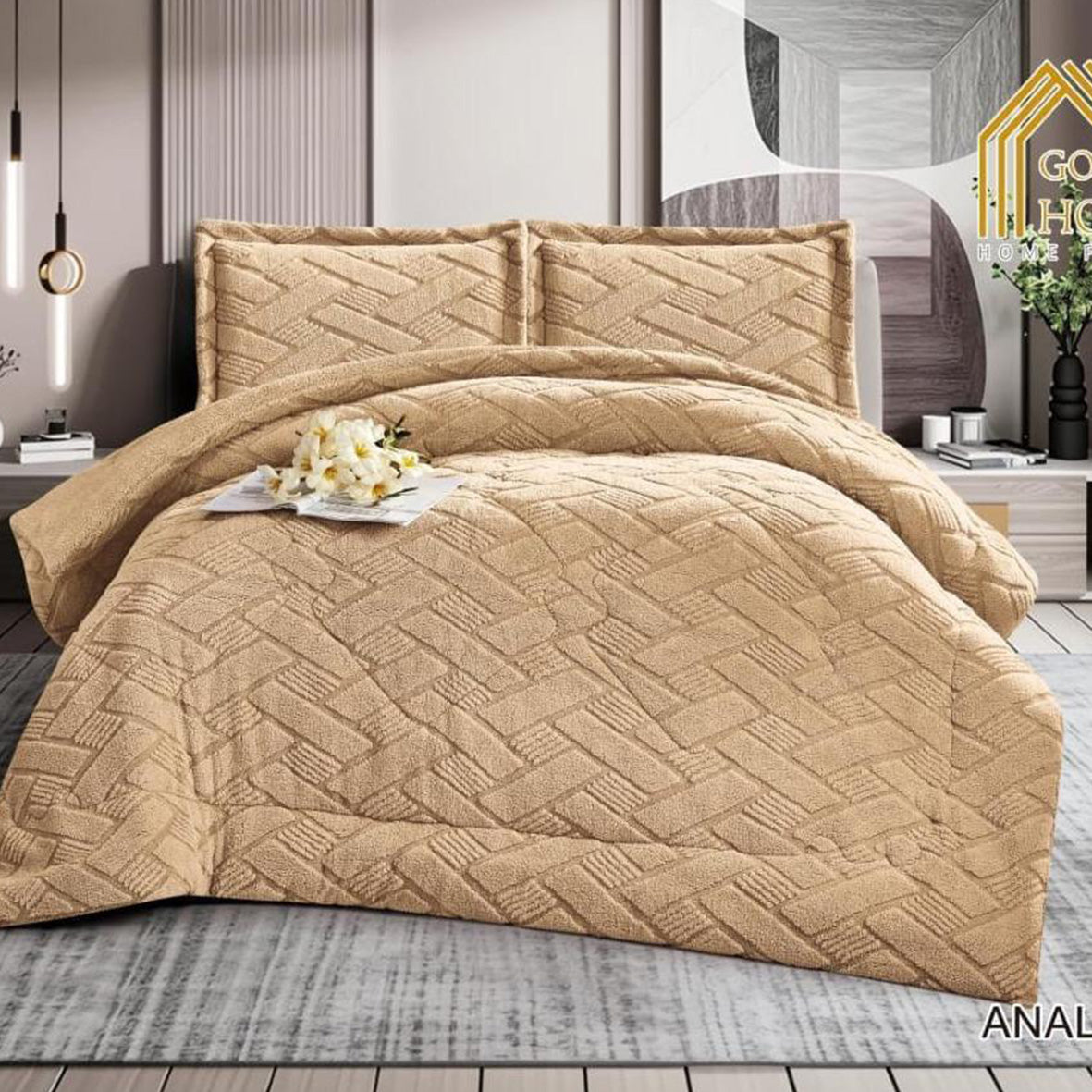 Winter coverlet mohair fur double face – Available in Two Sizes (Beige)