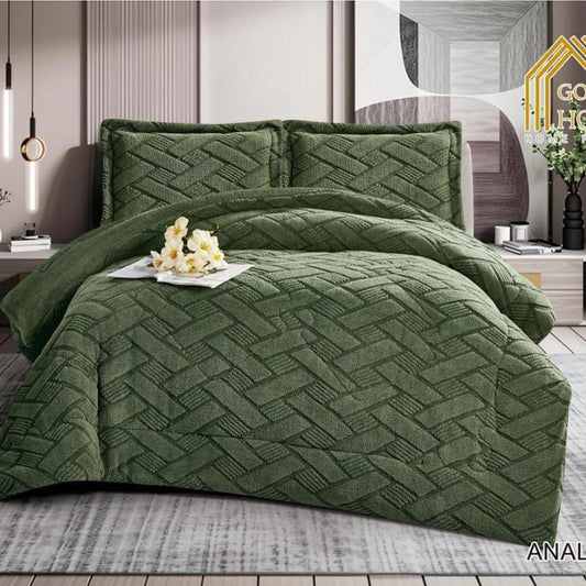 Winter coverlet mohair fur double face – Available in Two Sizes (Grace Green)