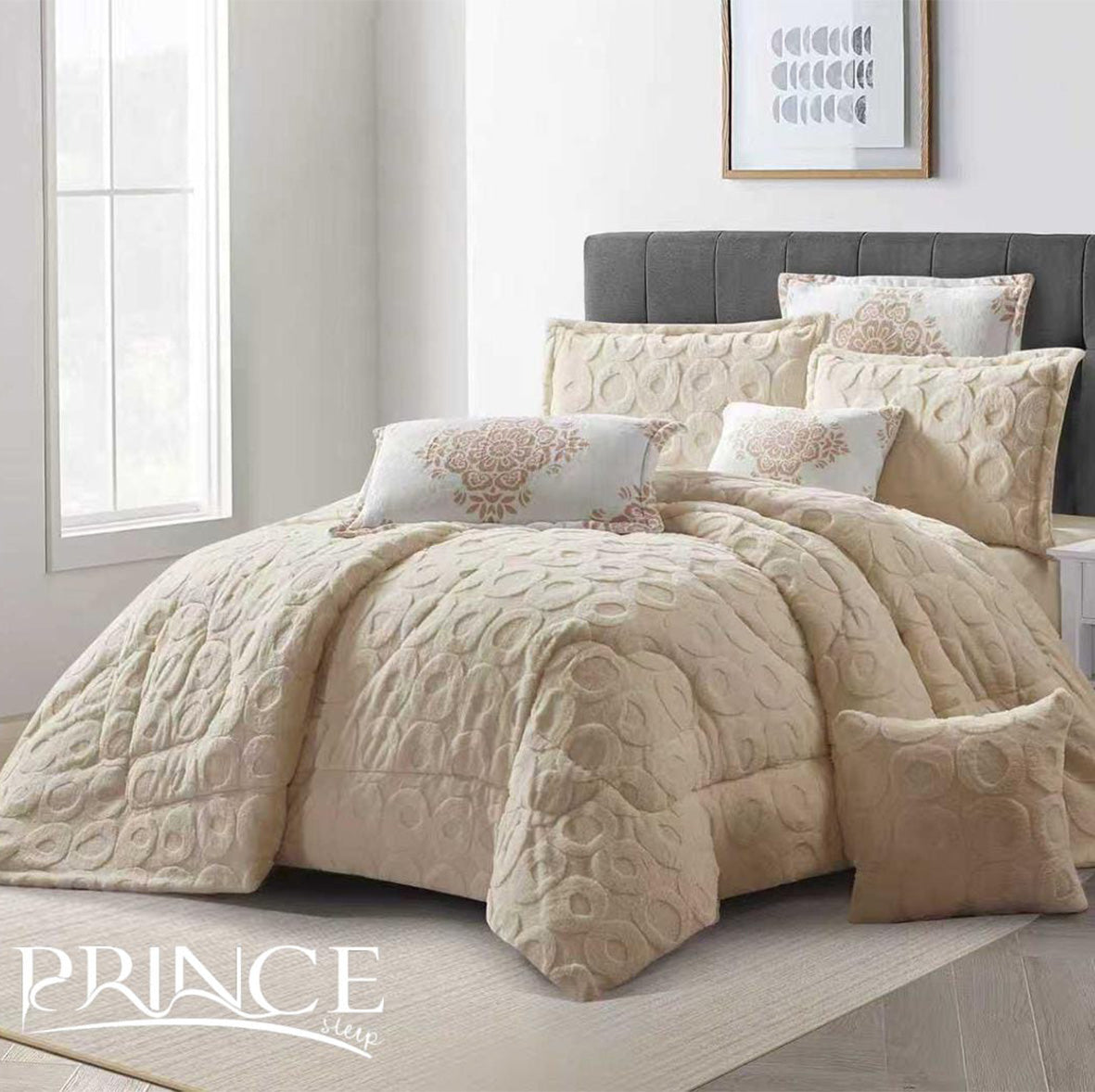 Winter mohair coverlet RABBIT fur