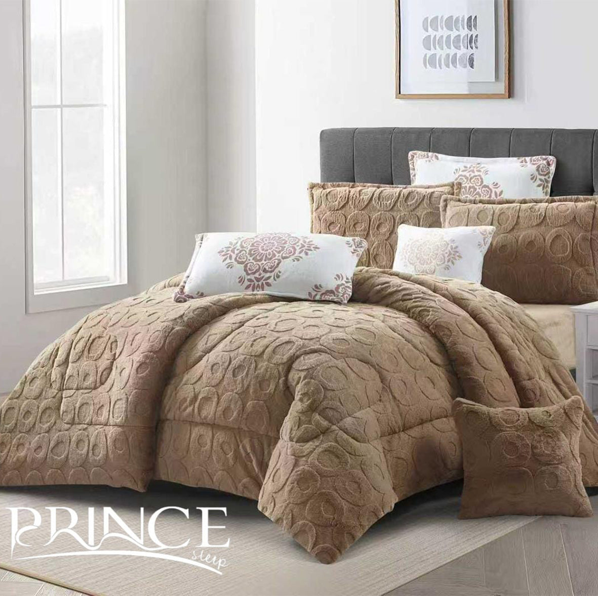 Winter mohair coverlet RABBIT fur