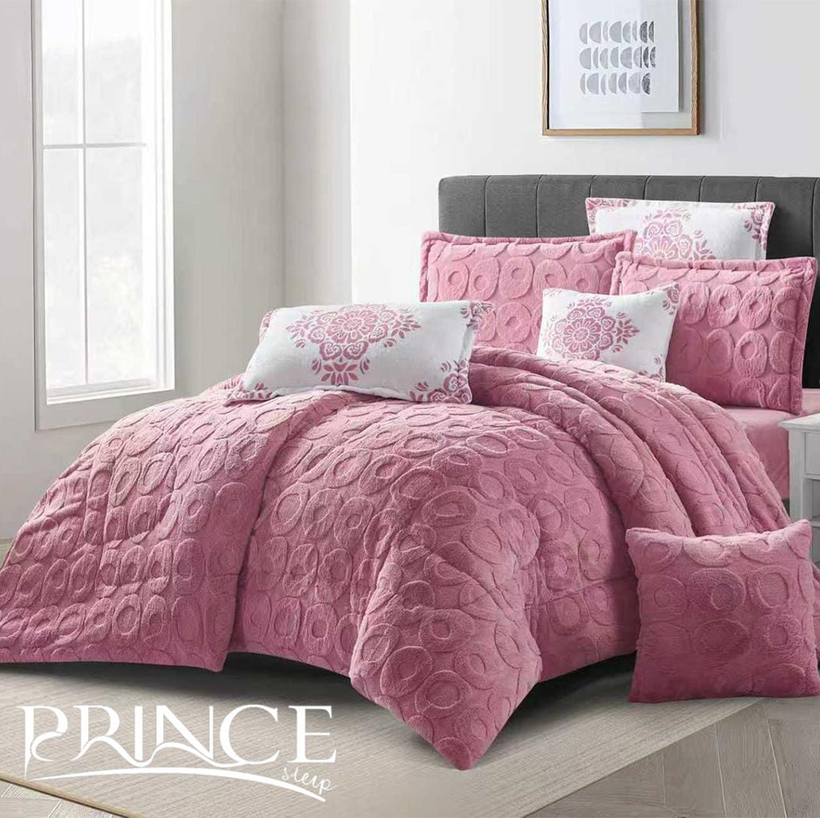 Winter mohair coverlet RABBIT fur