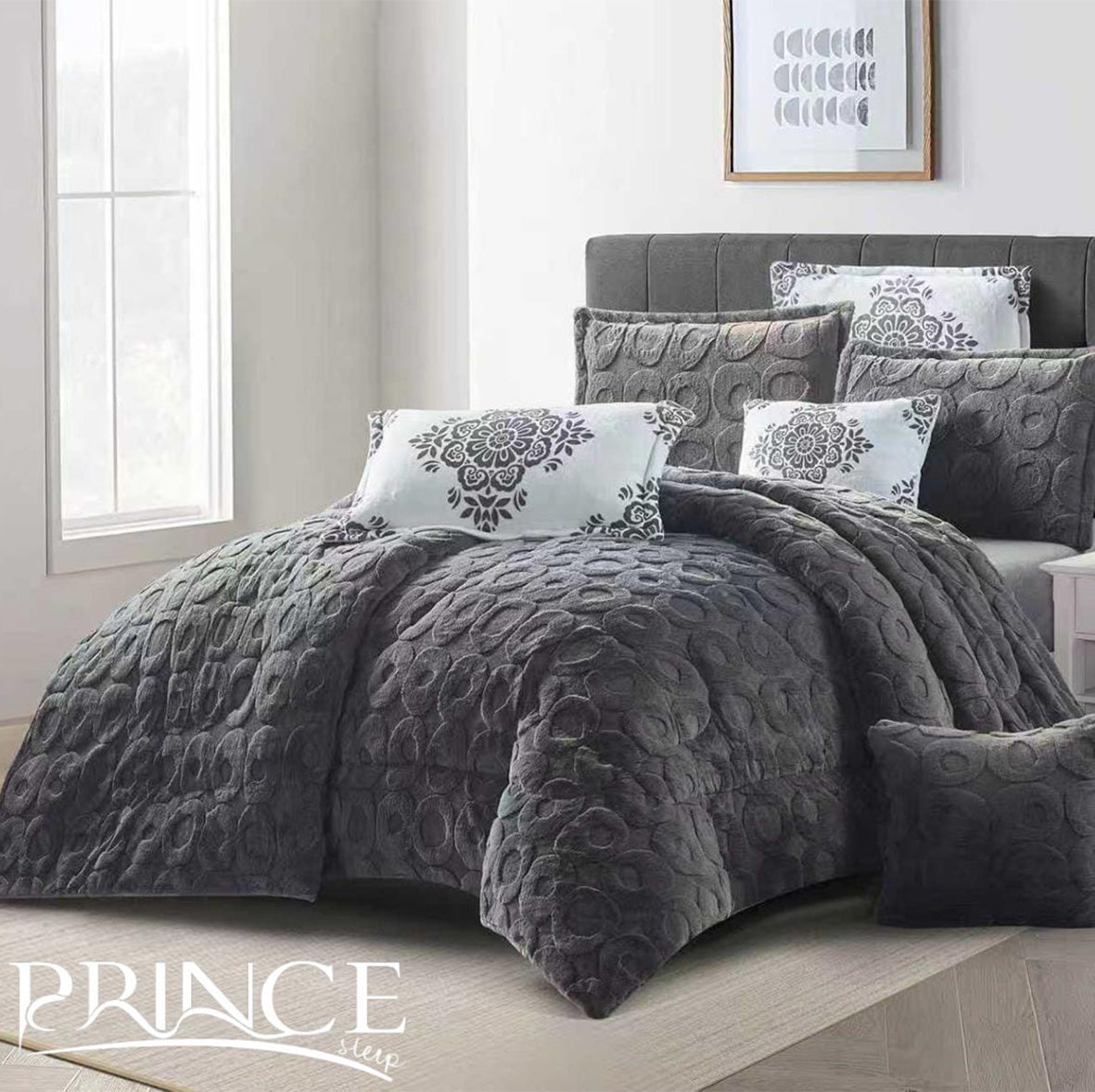 Winter mohair coverlet RABBIT fur