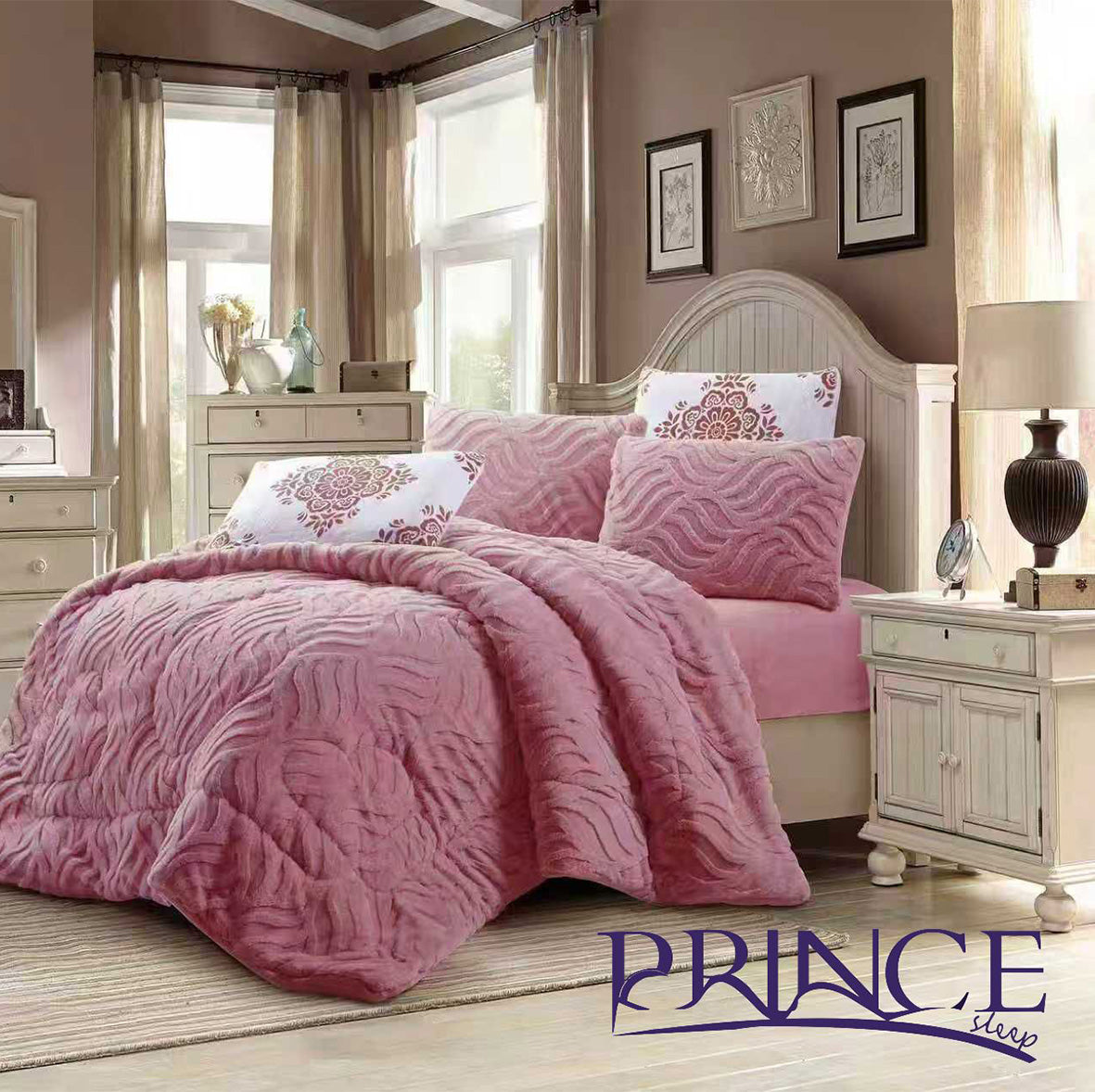 Winter mohair coverlet RABBIT fur – Available in Two Sizes