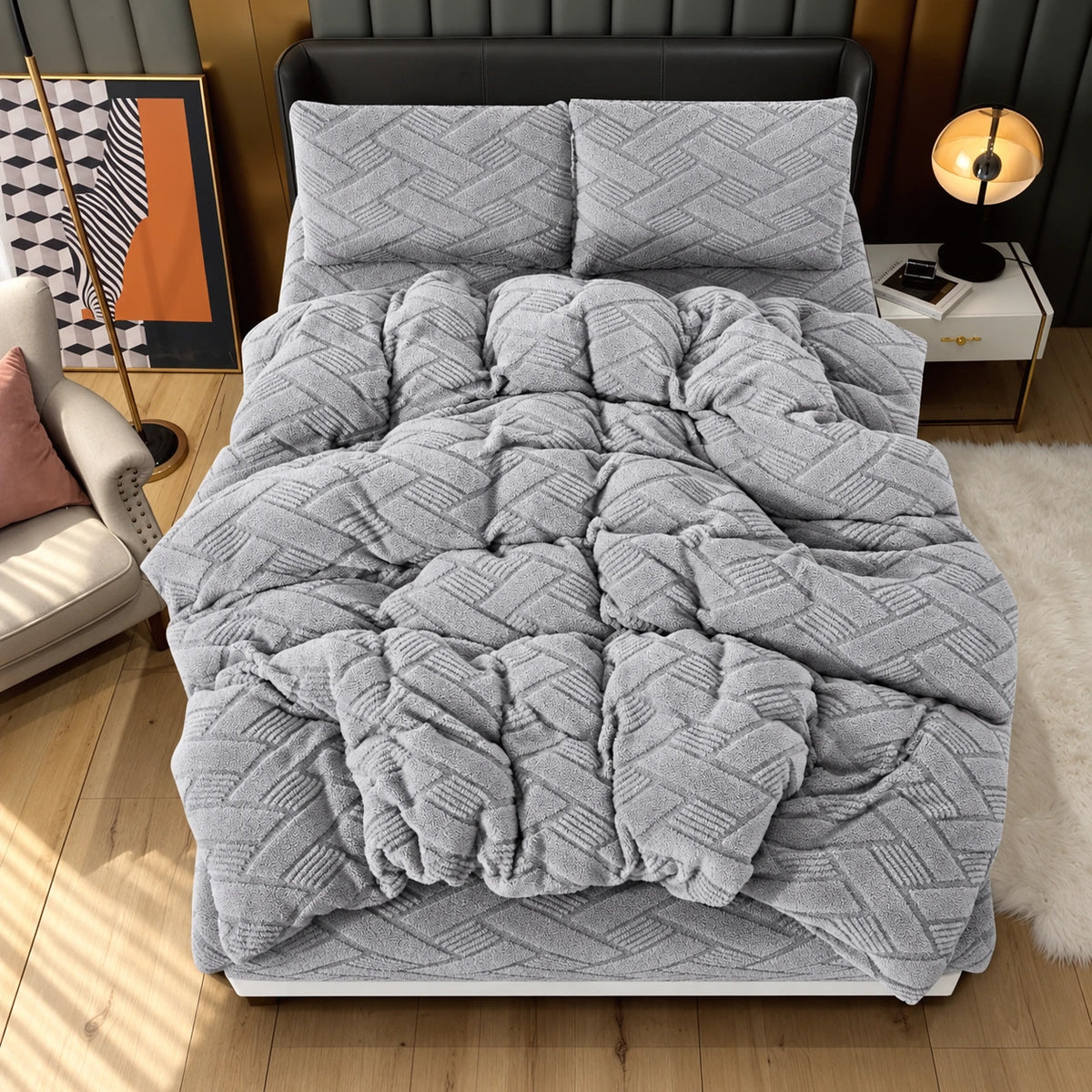 Angela Mohair Bed Set in Gray – Golden House