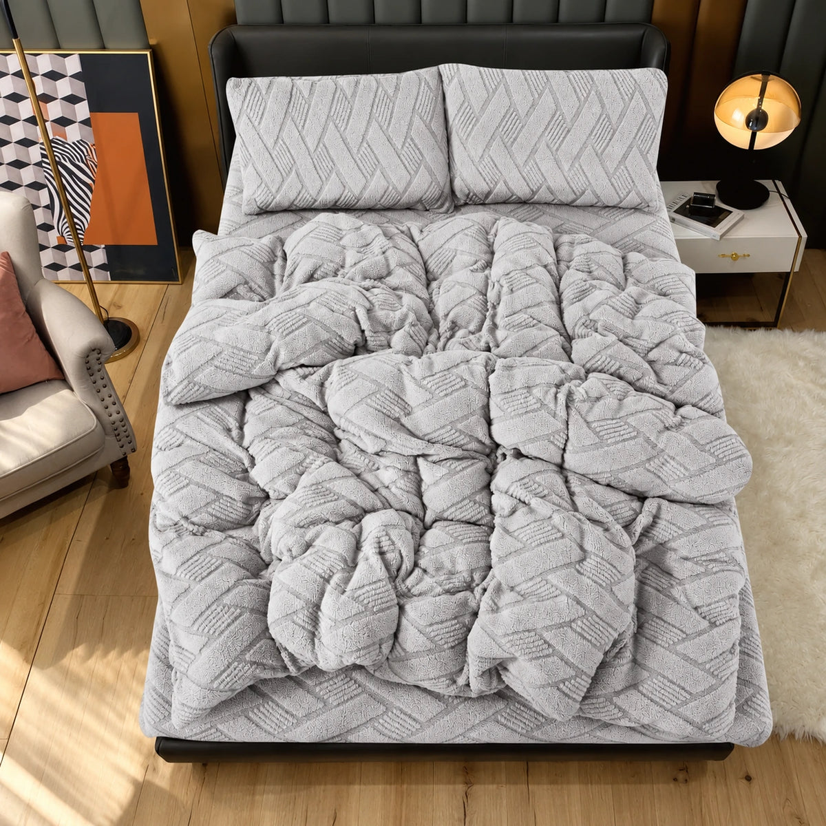 Angela Mohair Bed Set in Light Gray – Golden House