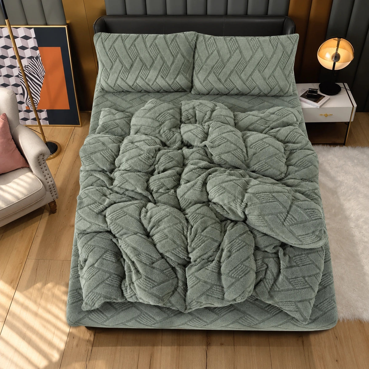 Angela Mohair Bed Set in Sage Green – Golden House