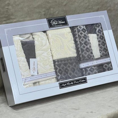 100% Cotton Bathrobe Set – White & Dark Gray