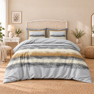 Carrol microfiber bed set, Mustard Brush Borders, design 75A2724, full bed with matching pillowcases