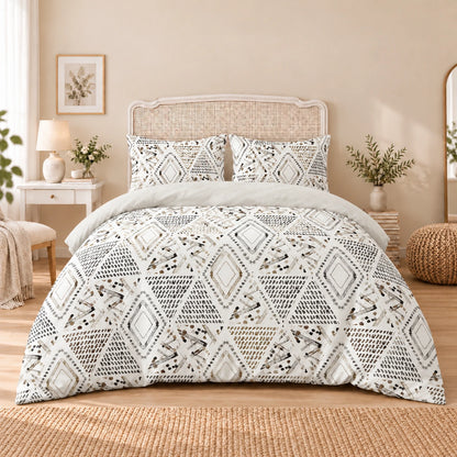 Carrol microfiber bed set, Tribal Diamonds, design 75A2842, full bed with matching pillowcases