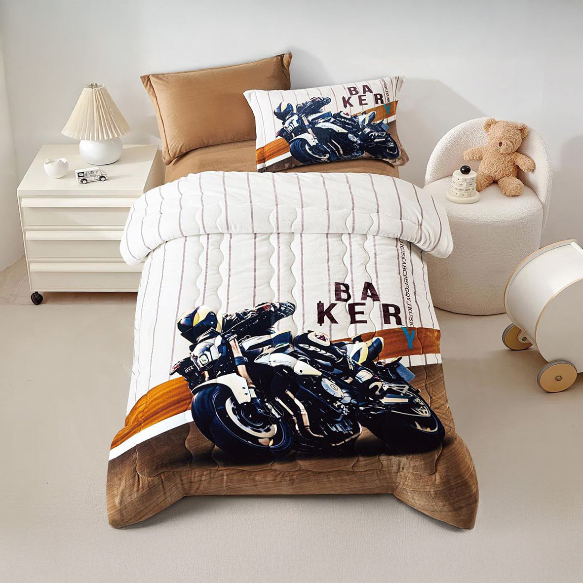 Winter Mohair coverlet – Motor-Bike – Single Half Size (4Pcs) {Many design available}