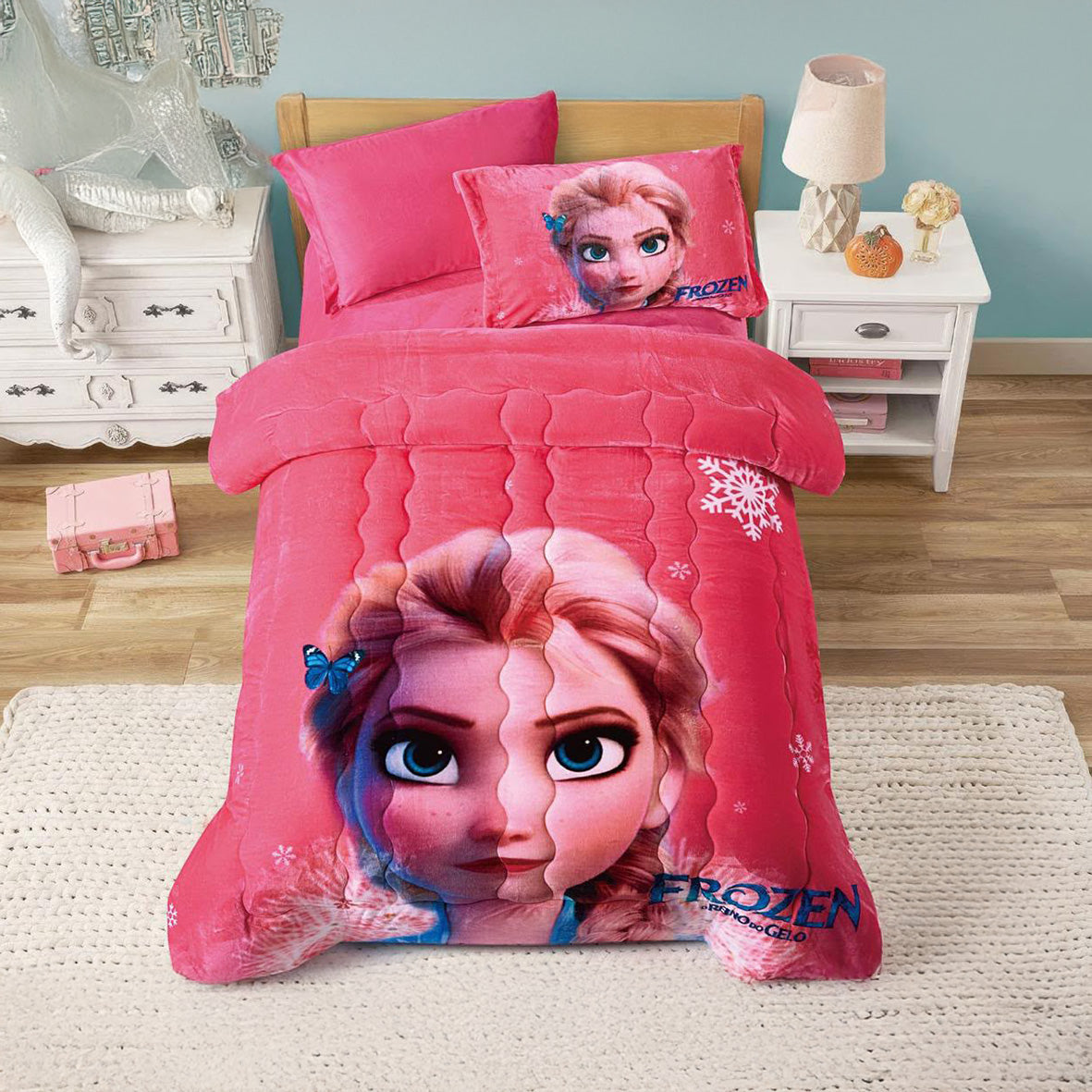 Winter Mohair coverlet – Elsa Coral Pink – Single Half Size (4Pcs) {Many design available}