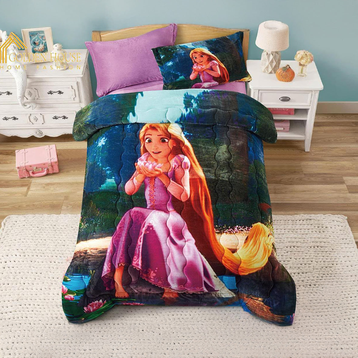 Winter Mohair coverlet – Frozen Dark – Single Half Size (4Pcs) {Many design available}