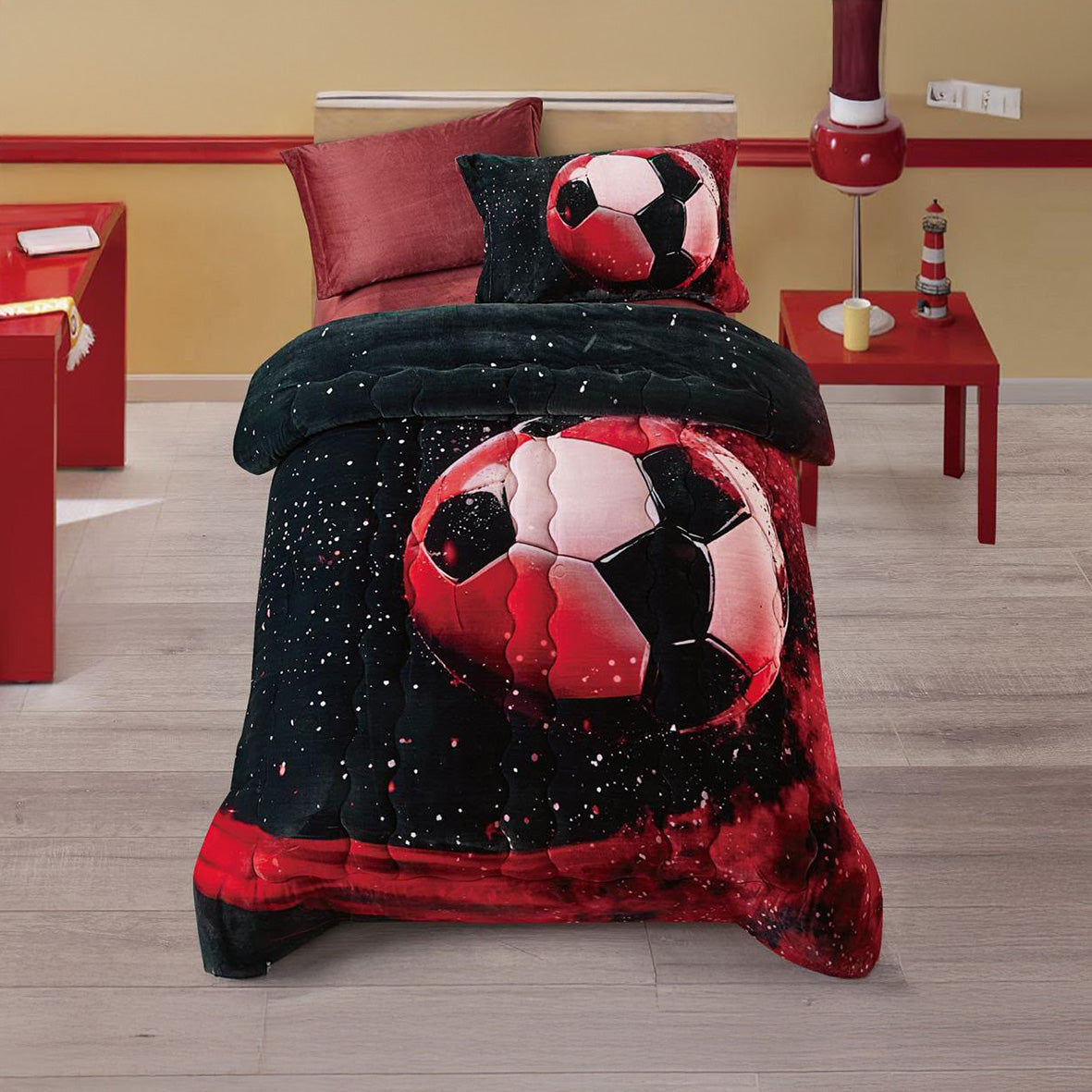Winter Mohair coverlet – Football Dark – Single Half Size (4Pcs) {Many design available}