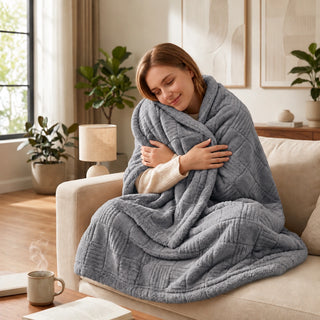 Golden House Flannel Sherpa Blanket in Gray