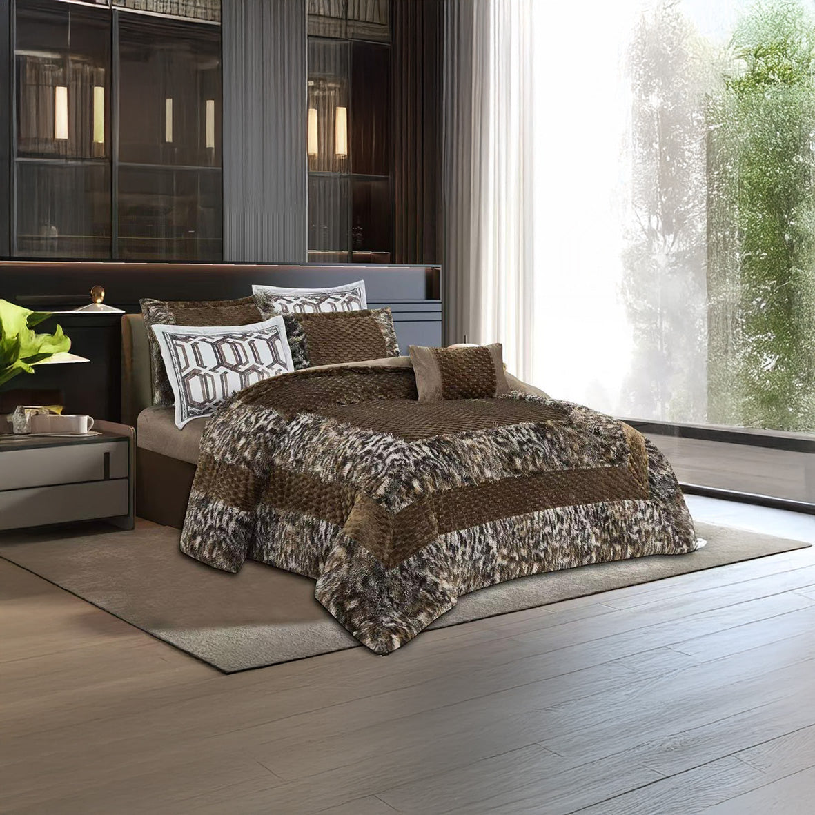 Coverlet Luxury Rabbit Fur Set – King Size