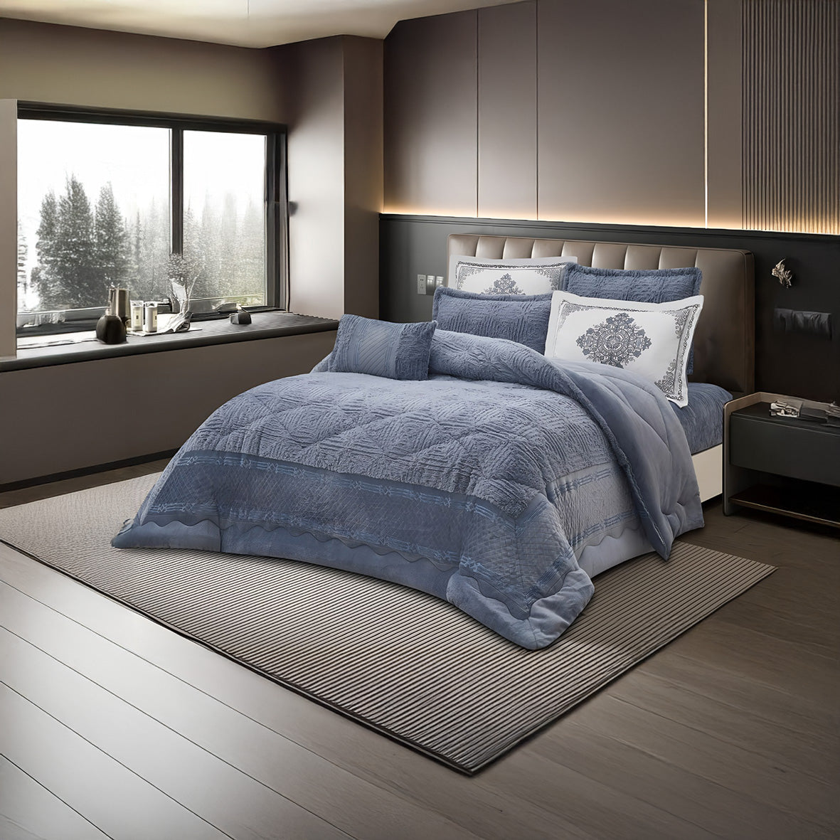 Coverlet Luxury Rabbit Fur Set – King Size