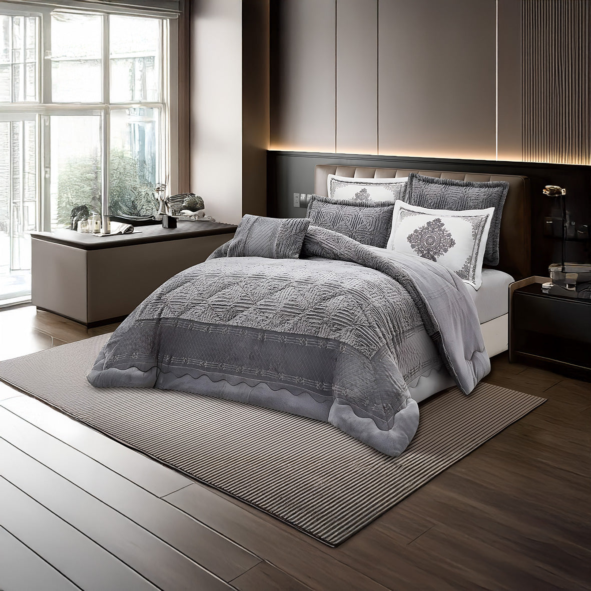 Coverlet Luxury Rabbit Fur Set – King Size