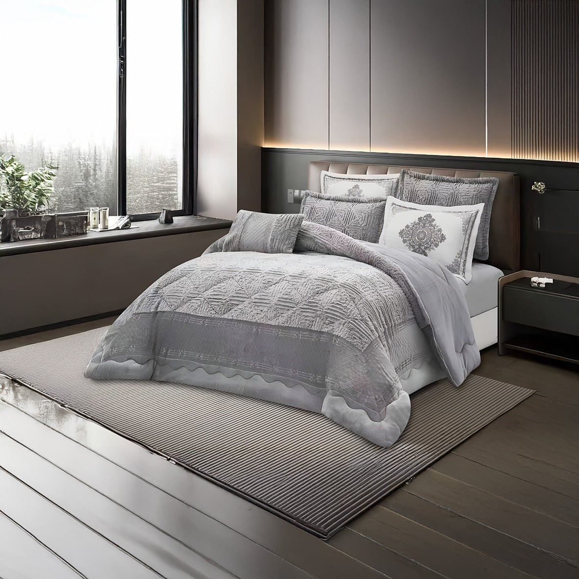Coverlet Luxury Rabbit Fur Set – King Size