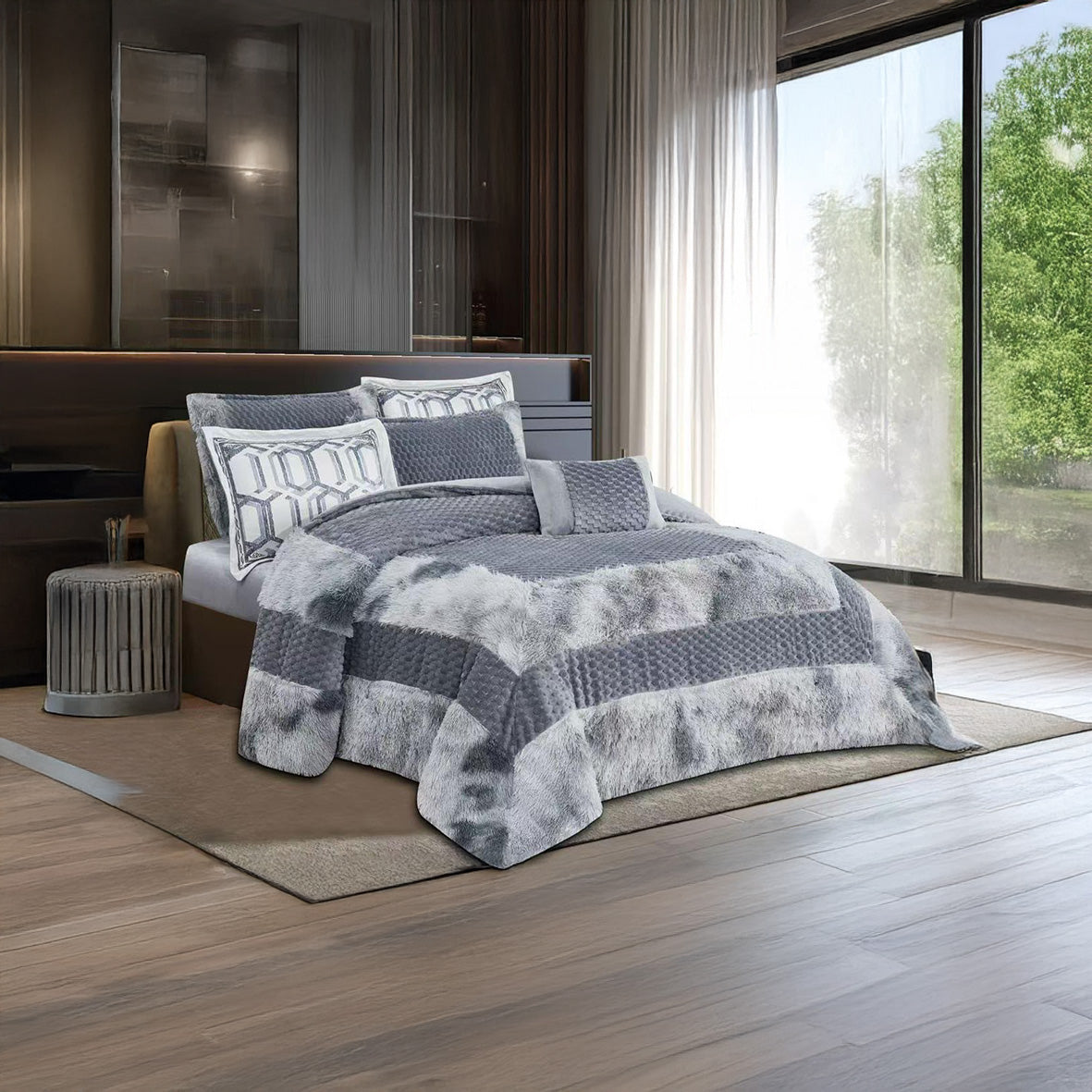 Coverlet Luxury Rabbit Fur Set – King Size
