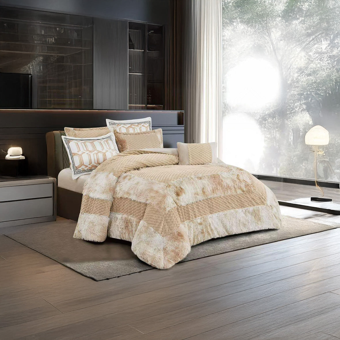 Coverlet Luxury Rabbit Fur Set – King Size