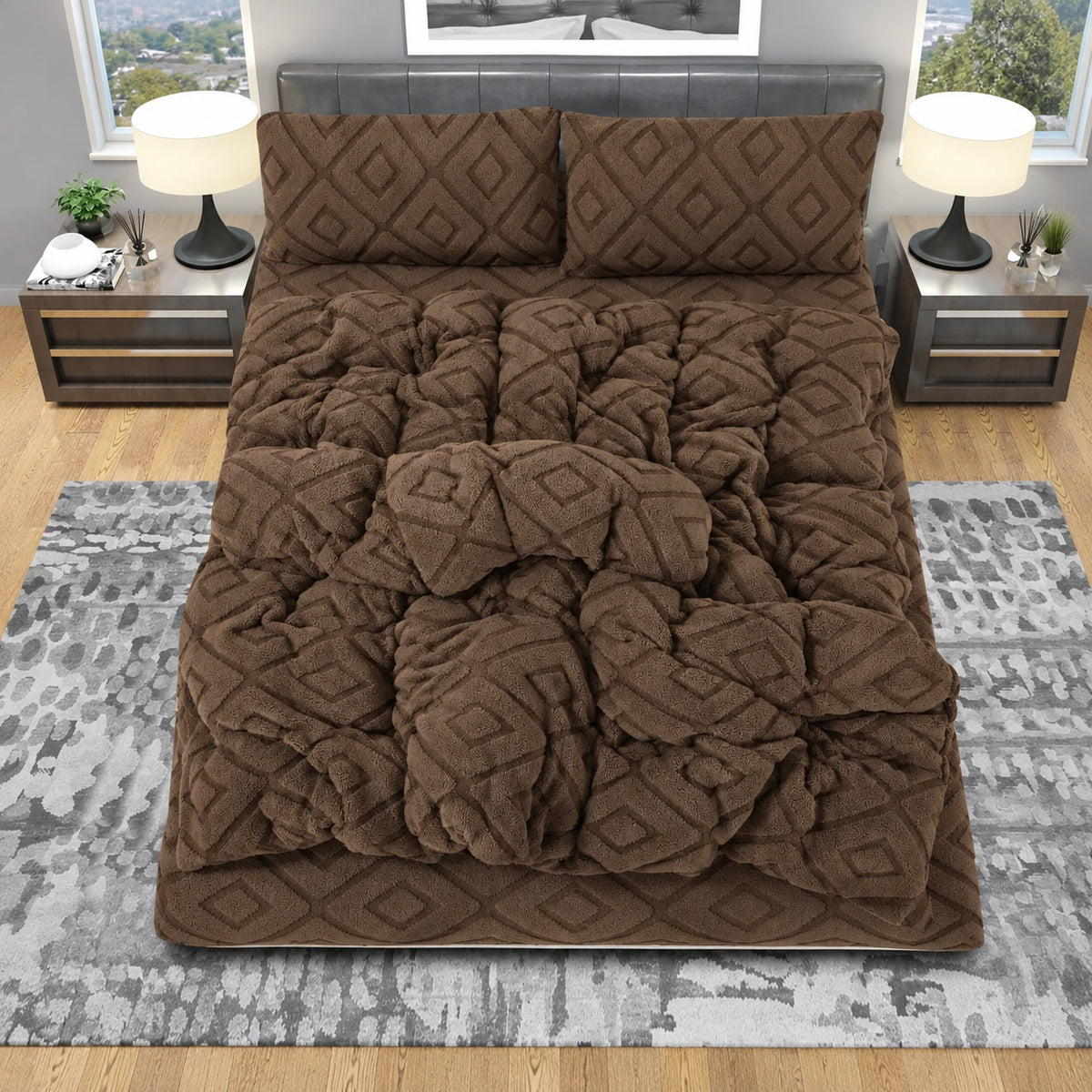 Maria Mohair Bed Set in Brown – Golden House