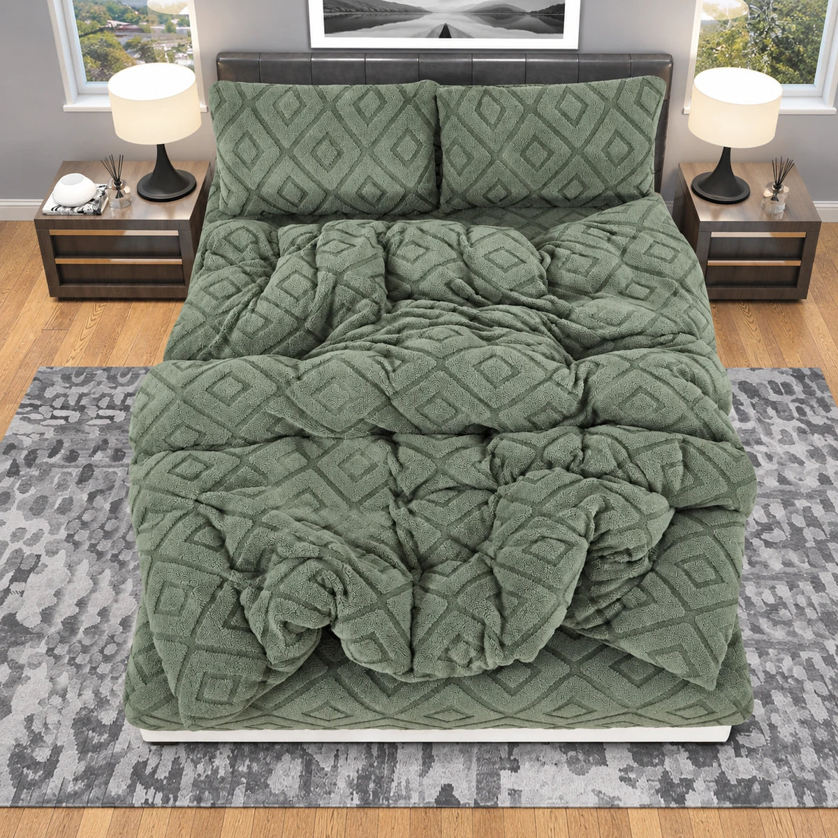 Maria Mohair Bed Set in Sage Green – Golden House