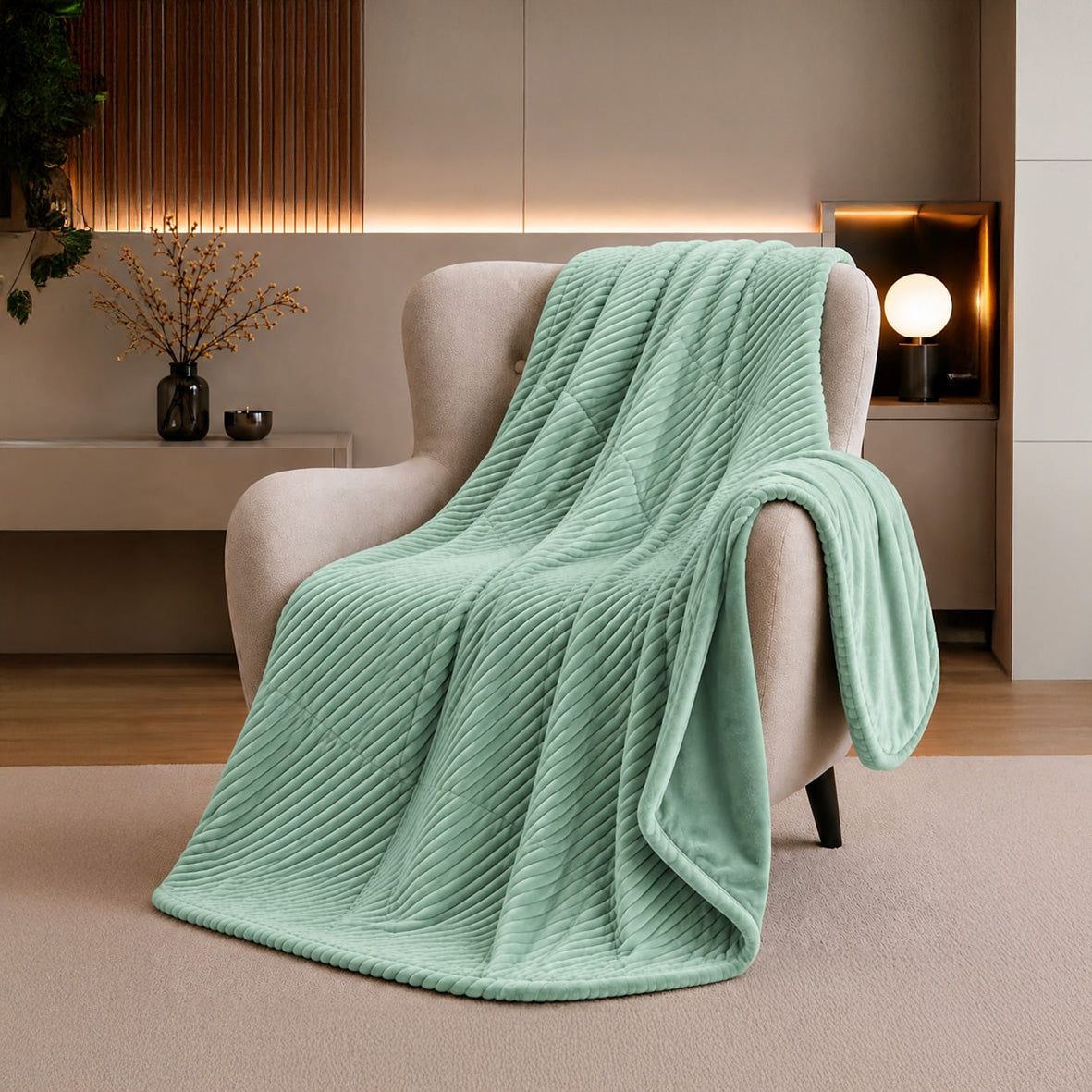 Mohair Throw Blanket – Light Green