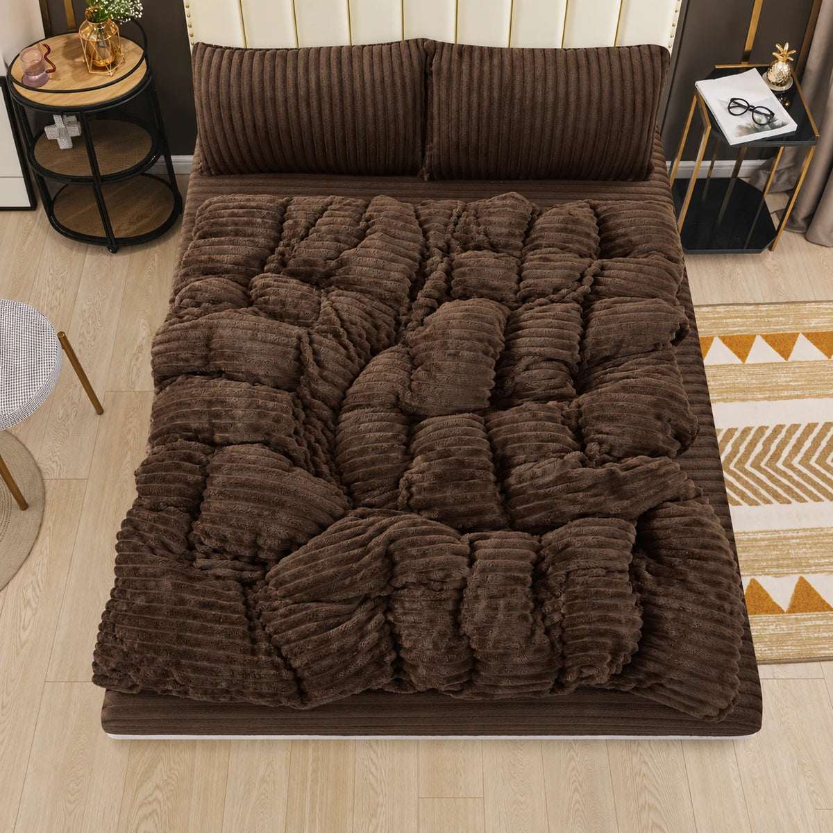 Monica Mohair Bed Set in Brown – Golden House