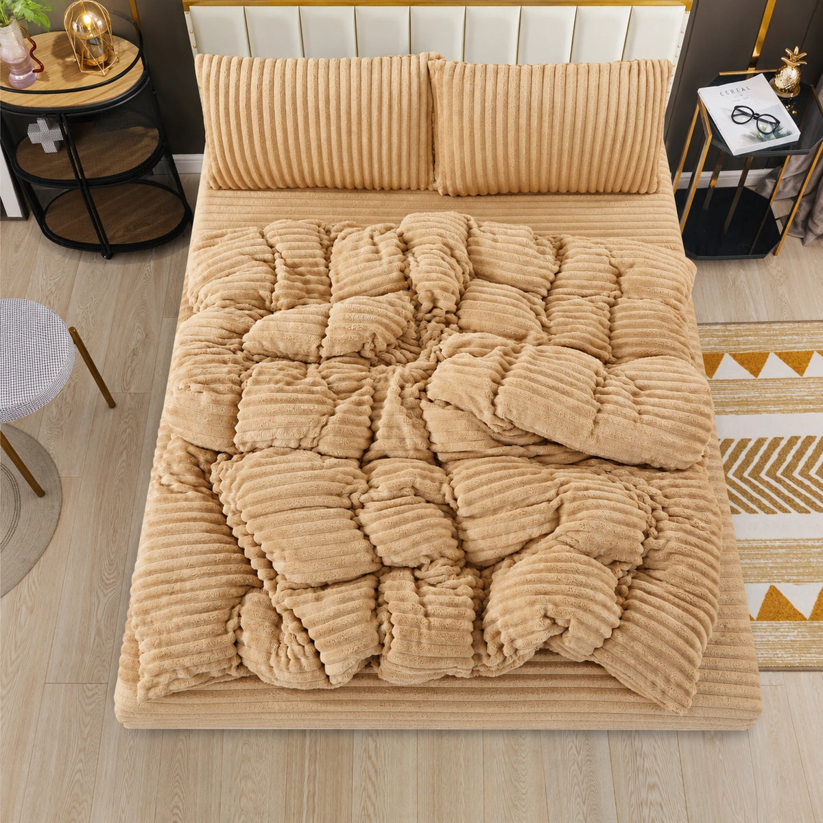 Monica Mohair Bed Set in Camel – Golden House