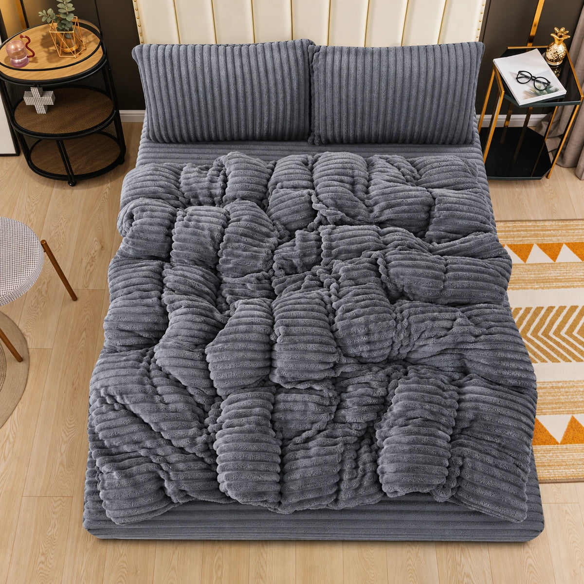 Monica Mohair Bed Set in Charcoal – Golden House