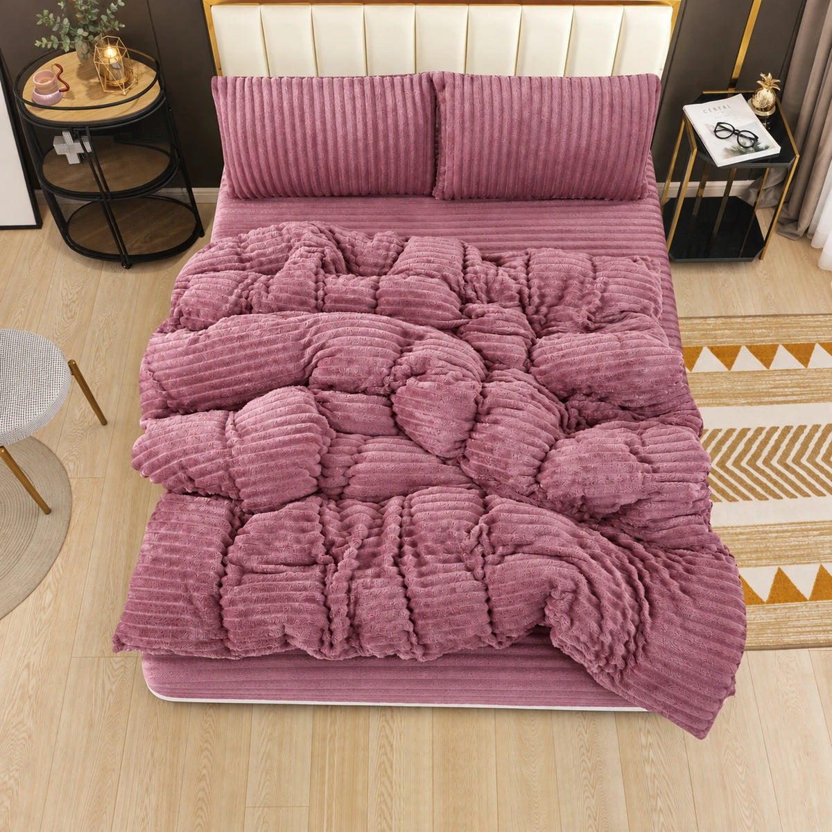 Monica Mohair Bed Set in Dusty Rose – Golden House