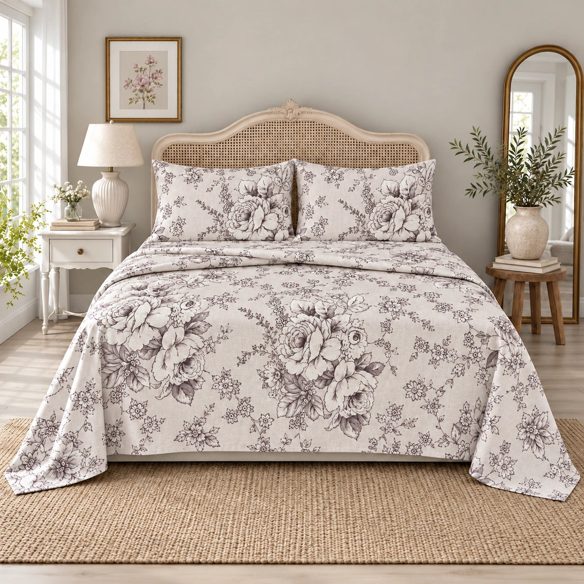Bed Set Cotton 100% – Toile Roses