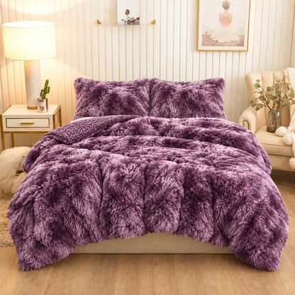 Golden House Shaggy Coverlet Set in lilac, 180 × 240 cm