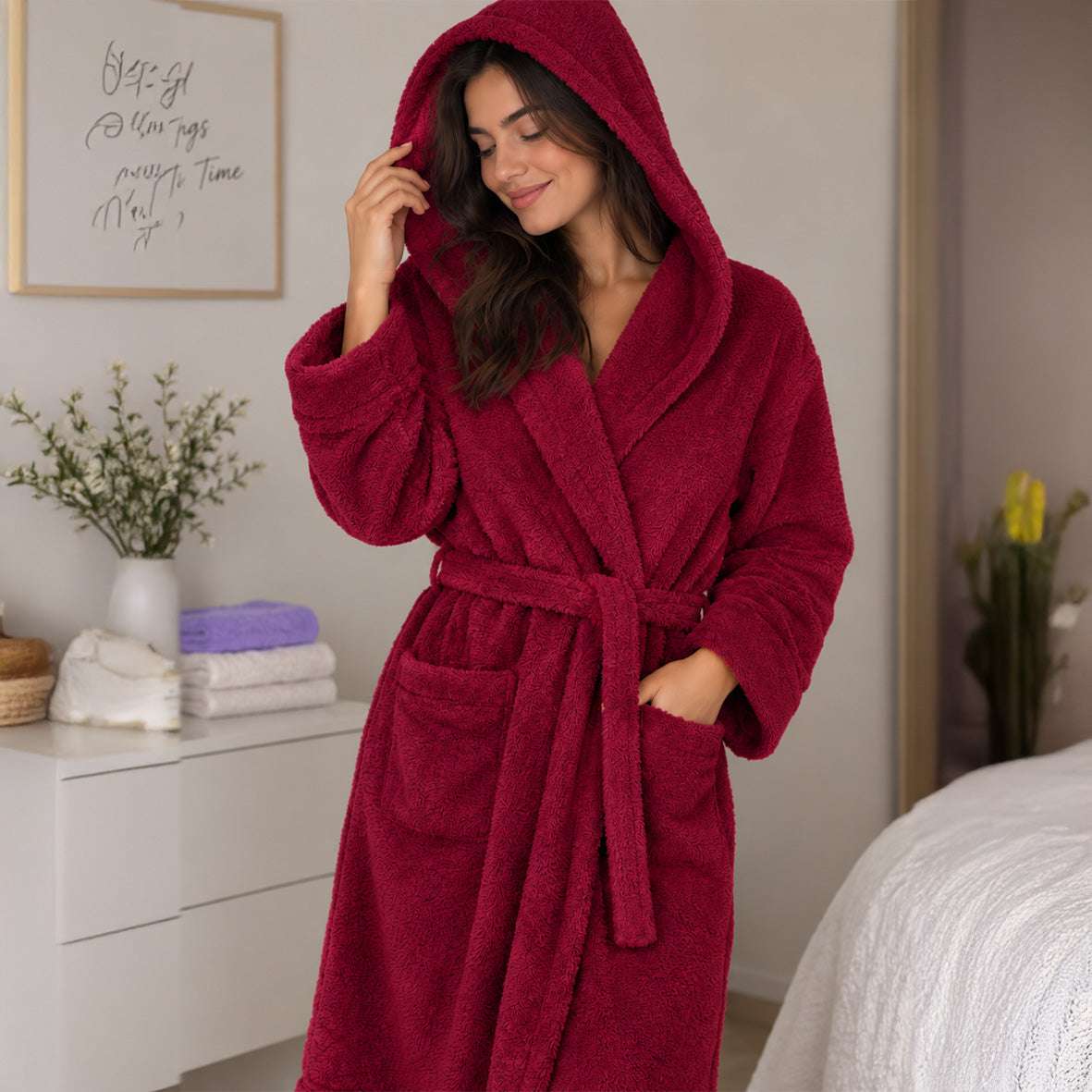 Turkish Cotton Hooded Bathrobe – Pink