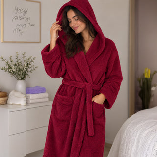 Turkish Cotton Hooded Bathrobe – Pink