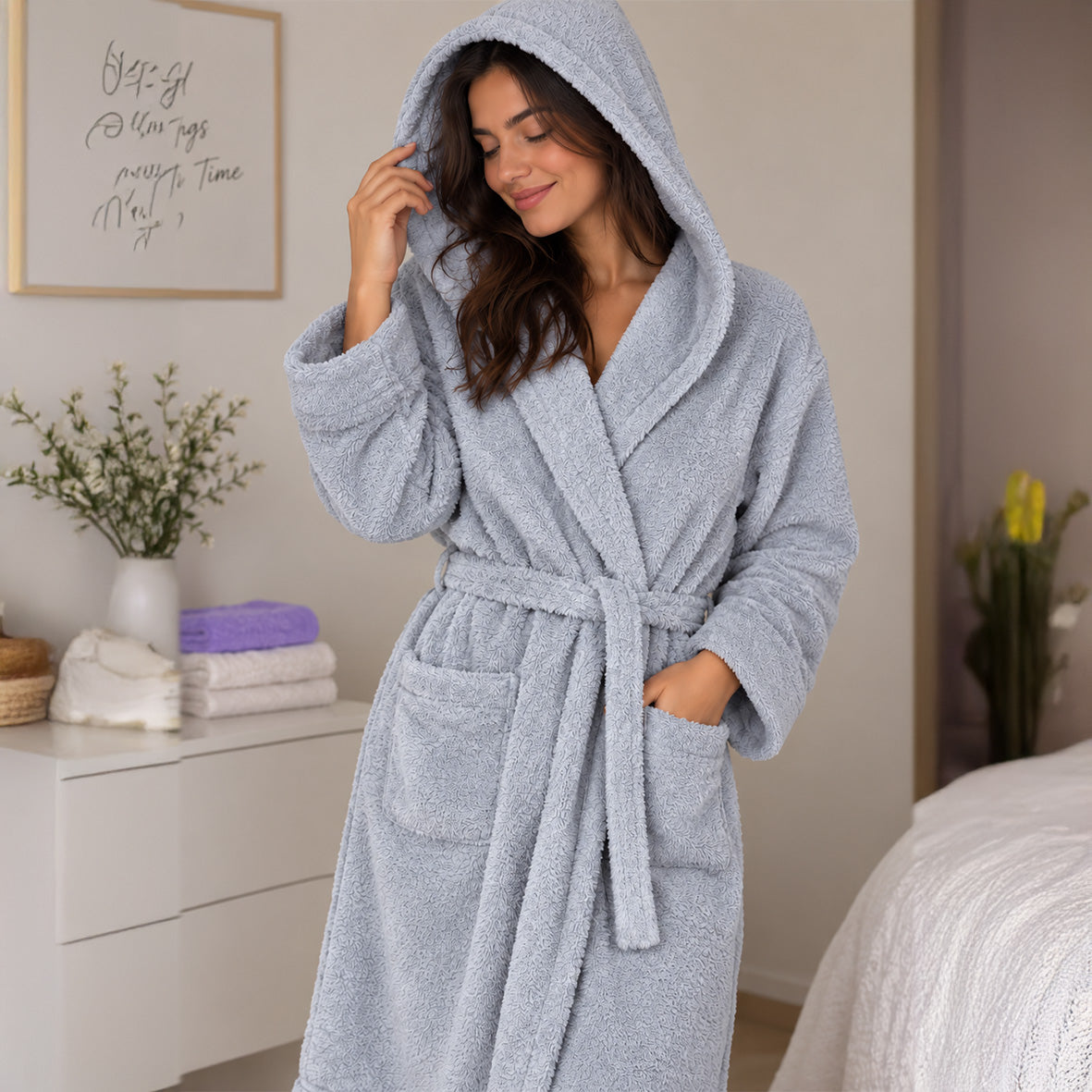 Turkish Cotton Hooded Bathrobe – Pink